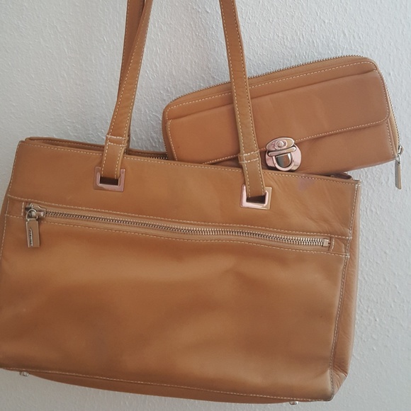 Perlina Handbags - Perlina tan leather bag/tote & Wallet